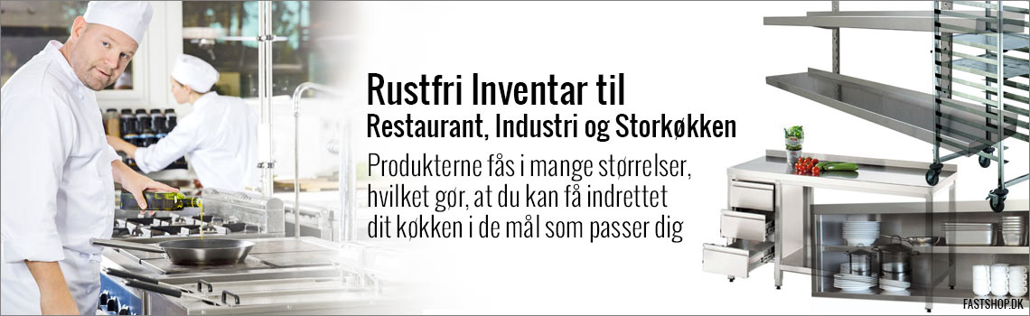 Professionelt rustfri stål arbejdsborde med vask, fedtudskiller, forbruser, arbejdsborde, hylder, skabe, reoler, skuffer til storkøkken