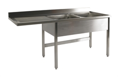 Rustfrit Arbejdsbord med Dobbelvask