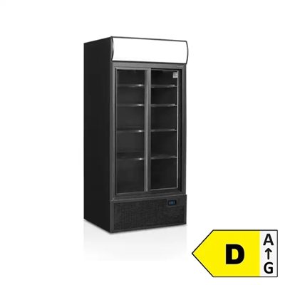 Flaskekøleskab med 2 Skydedøre  Sort